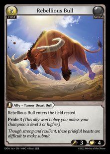 Rebellious Bull &mdash; Grand Archive, Dawn of Ashes First Edition #104, Non-foil, English &mdash; фото товару