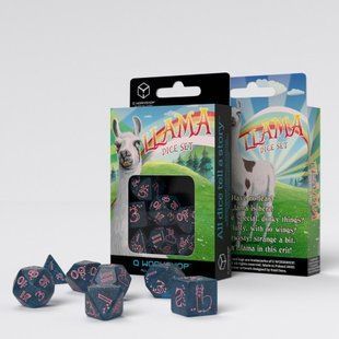 Набір RPG дайсів від Q-Workshop - Llama: Glittering dark blue & pink qw-llama-dice-blue-pink фото
