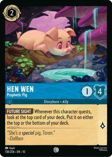 Карта Hen Wen - Prophetic Pig (10 #138) - Disney Lorcana Whispers in the Well &mdash; фото товару