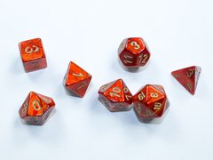 Набір мініатюрних гральних кубиків Chessex Scarab® Mini-Polyhedral Scarlet™/gold 7-Die Set acc-chx-20414 фото