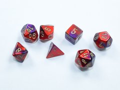 Набір мініатюрних гральних кубиків Chessex Gemini® Mini-Polyhedral Purple-Red/gold 7-Die Set acc-chx-20626 фото