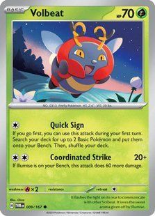 Голографічна карта Volbeat (TWM #009) - Pokemon TCG Twilight Masquerade &mdash; фото товару
