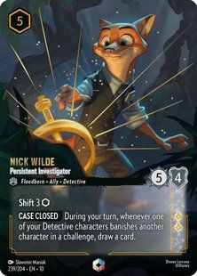 Фойлова карта Disney Lorcana Nick Wilde - Persistent Investigator (10 #239) lorcana/10/239/en/foil фото
