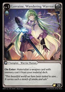 Lorraine, Wandering Warrior &mdash; Grand Archive, Dawn of Ashes First Edition #004, Non-foil, English &mdash; фото товару