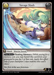 Savage Slash &mdash; Grand Archive, Dawn of Ashes First Edition #107, Non-foil, English &mdash; фото товару